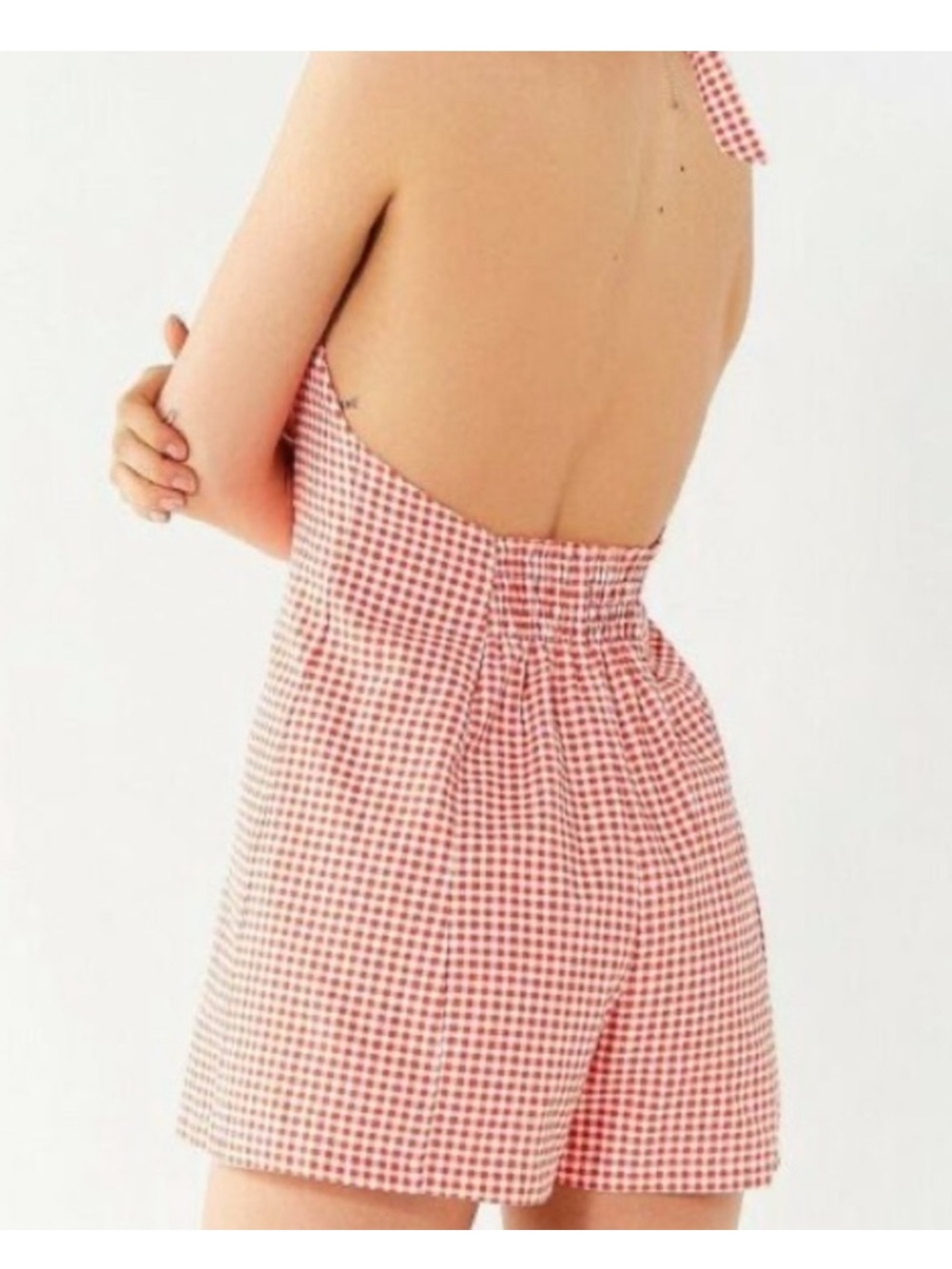 Urban Outfitters Pink Gingham Halter Button Romper - Picture 2 of 3
